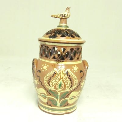 Pierced Vessel with Bird Sculpture and Tulip Design (MTO) $245