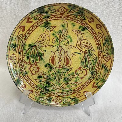 Birds and Tulip Plate with Decorative Border $105