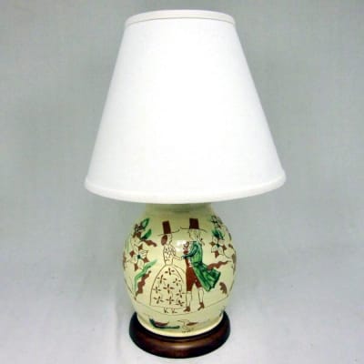 Sgraffito Colonial Couple Lamp (MTO) $325