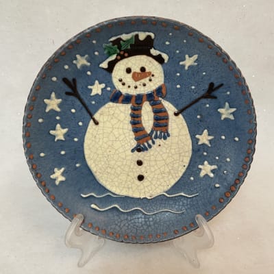 Snowman and Stars Plate (MTO) $65