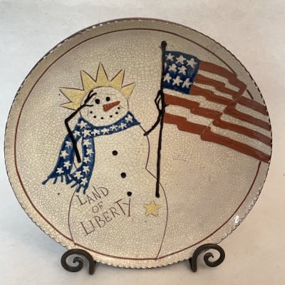 Land of Liberty Snowman Plate (MTO) $135