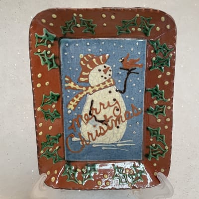 Snowman with Bird Plate (MTO) $55