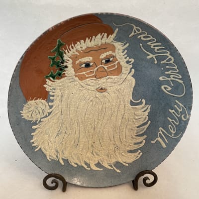 Merry Christmas Plate with Santa (MTO) $135
