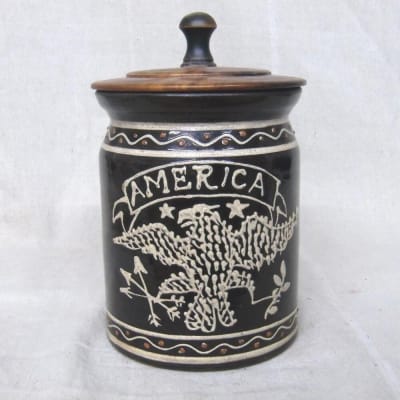 Patriotic Eagle Pot with Wooden Lid (MTO) $185