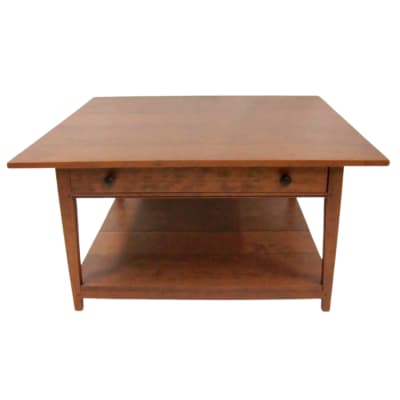 42 Inch Square Coffee Table with Shelf & Drawer (MTO) $1350