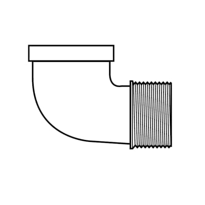 90° Street Elbow, Black, 90°, M x F, 1"