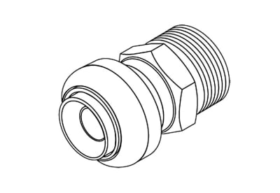 Push-fit, Male Adapter, 1" x 3/4" MPT
