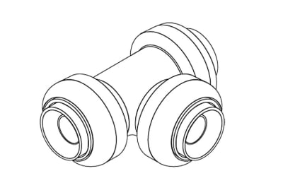 Push-fit, Tee, 1" x 1" x 1"