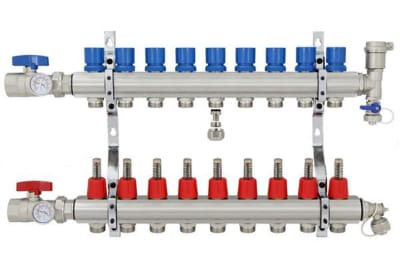 9-branch Brass Radiant Heat Manifold Set