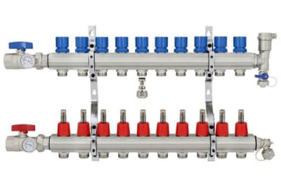 10-branch Brass Radiant Heat Manifold Set