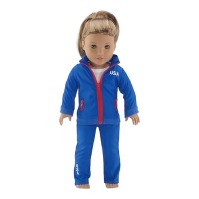 photo of 18-inch Doll Clothes - Olympic 2-piece Warm Up Outfit - fits American Girl ® Dolls