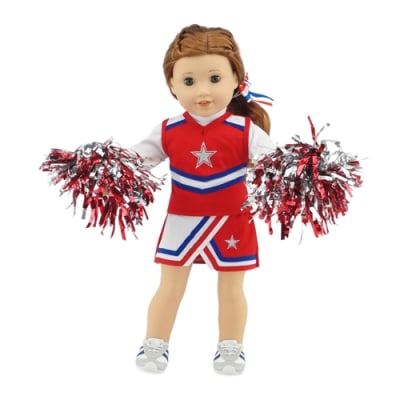 photo of 18-inch Doll Clothes - Cheerleader Outfit with Pom Poms and Gym Shoes - fits American Girl ® Dolls