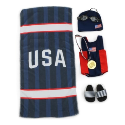 18-Inch Doll Clothes - Six-Piece Team Patriotic Swim Team Set - fits American Girl ® Dolls