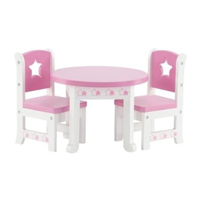 14-inch Doll Furniture - Star Collection Table and 2 Chair Dining Set - fits American Girl ® Wellie Wishers Dolls