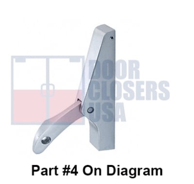 261M Part #4, Aluminum Right Side Inactive Body and Arm Assembly For Left Hand Reverse Cross Bar Rim Panic Exit Hardware