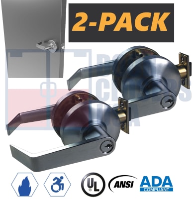 Amweld ADA Compliant Grade 2 Entrance Lever Lock 2-Pack, Keyed Alike, ANSI/BHMA A156.2, UL Listed, 2-3/4" Backset, Engineered for 1-3/4" Hollow Metal Doors
