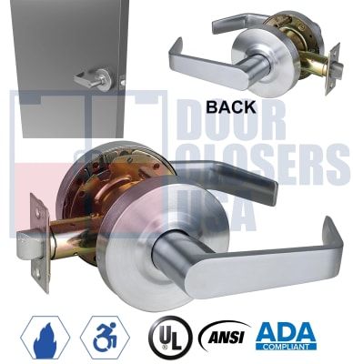 Amweld ADA Compliant Grade 2 Passage Lever Lock, ANSI/BHMA A156.2, UL Listed, 2-3/4" Backset, Engineered for 1-3/4" Hollow Metal Doors
