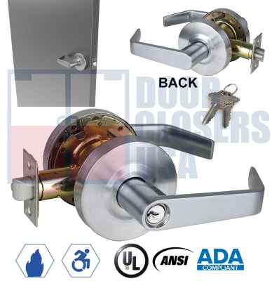 Amweld ADA Compliant Grade 2 Storeroom Lever Lock, ANSI/BHMA A156.2, UL Listed, 2-3/4" Backset, Engineered for 1-3/4" Hollow Metal Doors