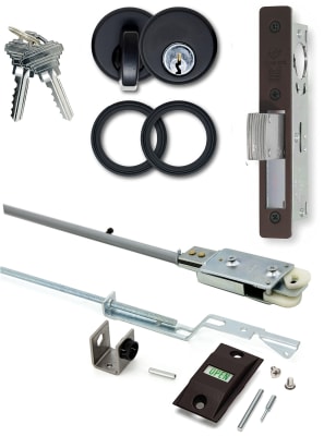 Adams Rite 3 Point Lock System, 1-1/8 in. Backset, For Storefront Glass Double Doors, Dark Bronze Finish