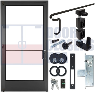 Alumitrex (3680) 42 in. x 96 in. Right Hand Commercial ADA Door, Single Swing Storefront Entry, Black Bronze Anodized Finish, Glass Not Included