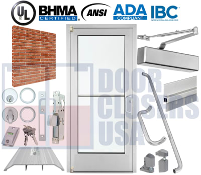 Alumitrex 40" x 86" RH Storefront Door - Brick Wall, ADA & IBC