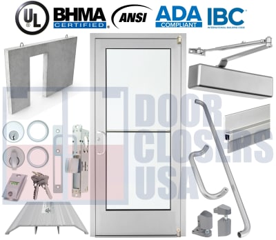 Alumitrex 36" x 84" Storefront Glass Door for Pre-Cast Concrete Wall - ADA & IBC Compliant