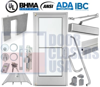 Alumitrex 36" x 84" Storefront Glass Door for Pre-Cast Concrete Wall - ADA & IBC Compliant