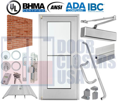 Alumitrex 36" x 80" Wide Stile Storefront Door - Brick Wall