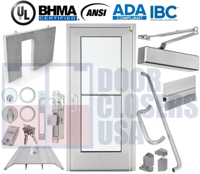 Alumitrex 36" x 80" Wide Stile Storefront Door - Pre-Cast Concrete