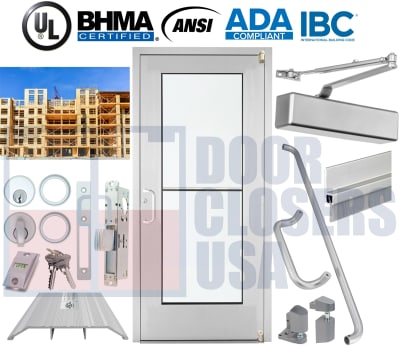 Alumitrex 36" x 84" Wide Stile Storefront - Wood Stud Veneer