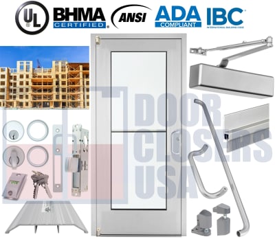 Alumitrex 42" x 80" Wide Stile Storefront - Wood Stud Veneer