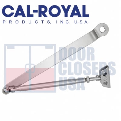 Cal-Royal 500 Series Surface-Mount Door Closer, ANSI A156.4, Grade 1 ADA / Barrier Free, Adjustable Size 1â€“5, For Doors Weighing 30-260 lbs., No Cover, Aluminum Finish