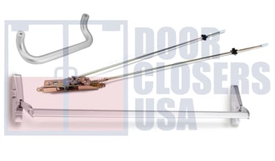 Calibre Door Closers 7085-3-48-LHR-AL Left Hand Reverse Concealed Vertical Rod Panic Exit Device With Outside Pull Handle, Aluminum Finish
