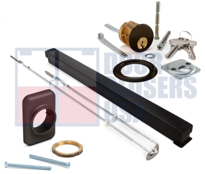 Calibre Door Closers 8086-2-36-DU Concealed Vertical Rod Panic Exit Device With Outside Cylinder and Mounting Pad, For 36 in. x 84 in. Door, Dark Bronze Finish