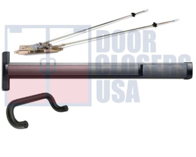 Calibre Door Closers 9100-3-48-LHR-DU Left Hand Reverse Concealed Vertical Rod Panic Exit Device With Outside Pull Handle For 48 in. x 84 in. Door, Dark Bronze Finish