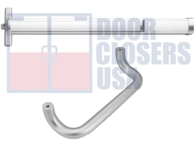 Calibre Door Closers 9300-3-36-LHR-AL Left Hand Reverse Rim Panic Exit Device With Offset Pull Handle, For 36 in. Door, Aluminum Finish