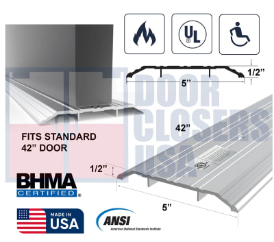 Ceco 42" Fire-Rated Commercial Door Threshold - ADA, UL & ANSI/BHMA 5" x 1/2" Aluminum Saddle