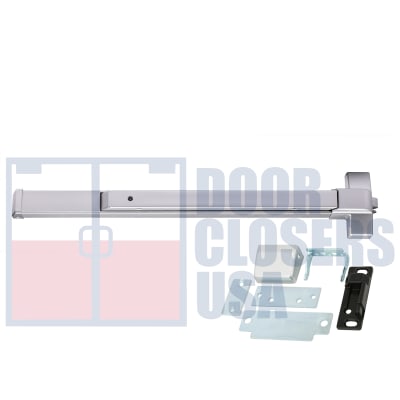 CR Laurence Rim Panic Bar, 2-3/16 in. Wide x 6-1/8 in. Tall Chassis Head, 2-1/4 in. Tall Push Bar, For 36 in. Wide Door, Aluminum Finish