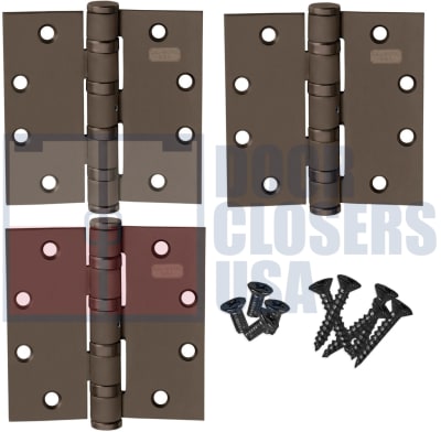 Cal-Royal BB5200-US26DNRP Heavy Weight Door Hinge, 4 Ball Bearing, Non Removable Pin, US10B Dark Bronze Finish, Pack Of 3