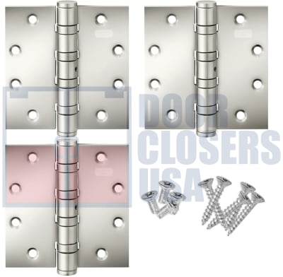 Cal-Royal BB5200-US32DNRP Heavy Weight Door Hinge, 4 Ball Bearing, Non Removable Pin, US32D Satin Stainless Steel Finish, Pack Of 3
