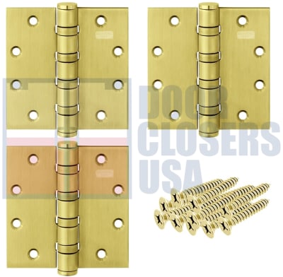 Cal-Royal BB5200-US4 Heavy Weight Door Hinge, 4 Ball Bearing, US4 Satin Brass Finish, Pack Of 3