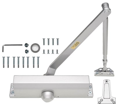CRP Securities 9-1/16 in. x 3/4 in. ADA Barrier Free Commercial Door Closer, Fully Adjustable Spring Size 1-5, With Closing Speed and Backcheck Adjustment, Aluminum Finish