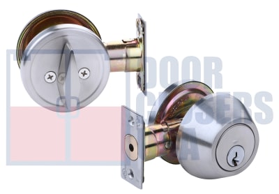 Deansteel Hollow Metal Door Entrance Lock With Key Cylinder On Outside and Push/Turn Button On Inside, Schlage C Keyway, 626 Satin Chrome Finish