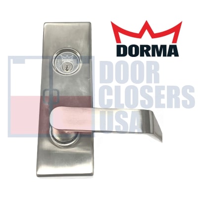 Dorma Escutcheon Classroom Trim With Cylinder, Left Hand Reverse, For 9300 Series Rim Panic Bar, Grade 1, 630 Satin Stainless Steel Finish