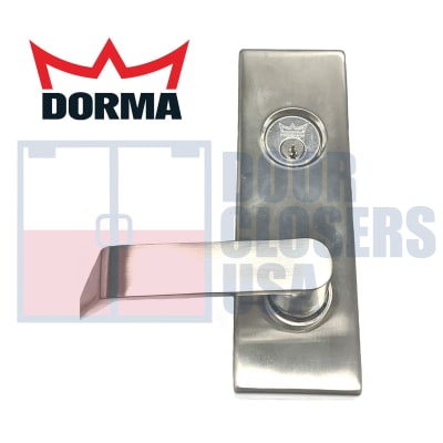 Dorma Escutcheon Classroom Trim With Cylinder, Right Hand Reverse, For 9300 Series Rim Panic Bar, Grade 1, 630 Satin Stainless Steel Finish