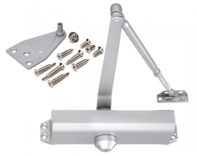 Efco 9-3/4 in. Width x 2 in Height, Commercial Storefront Door Surface Mount Closer For Top Jamb or Parallel Arm Mounting, Aluminum Finish