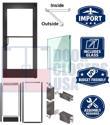 Value Engineered Import Storefront Entrance System 36" x 84" Left Hand Door & Frame - Knock Down, Dark Bronze Anodized (7-10 Day Production Time)