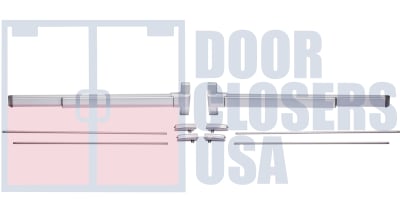 Entrance-Lite PB11 Series Fire Rated Surface Vertical Rod Panic Bar For 72 in. Wide x 120 in. Tall Double Door, Aluminum Finish