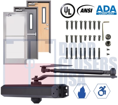 Entry Systems ES4100 Parallel Arm Door Closer - Dark Bronze - Includes Drop Plate - Grade 1