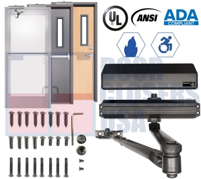 Entry Systems ES4100 Grade 1 Top Jamb Door Closer - Dark Bronze - Adjustable Spring Power